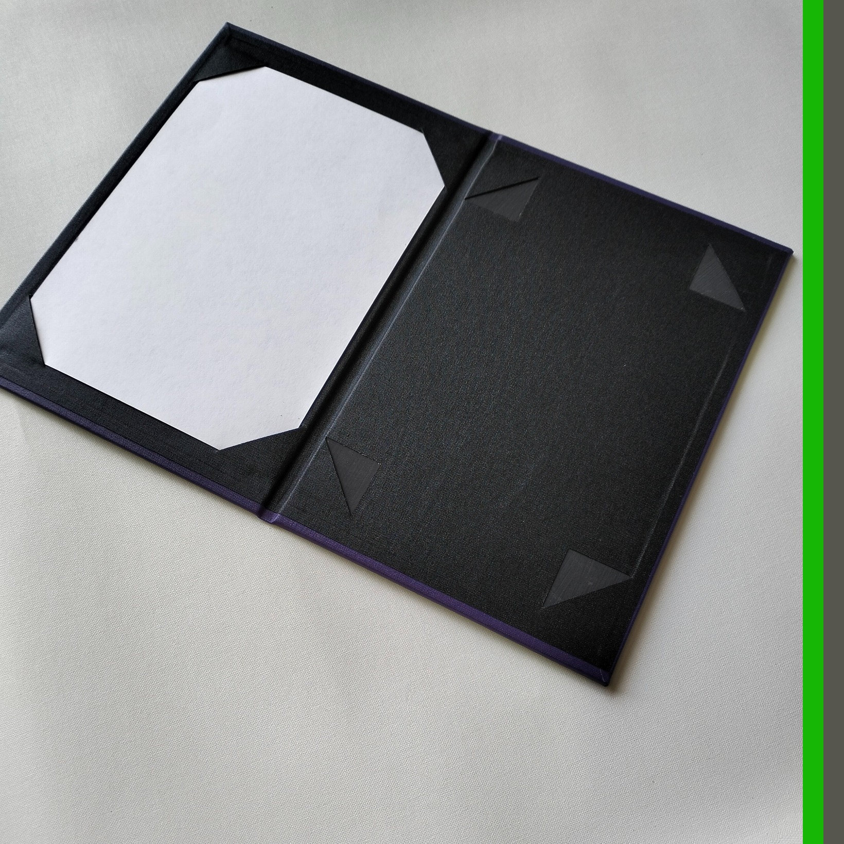 Corner Frame Binding, A5x2, Purple Buckram, BBAW